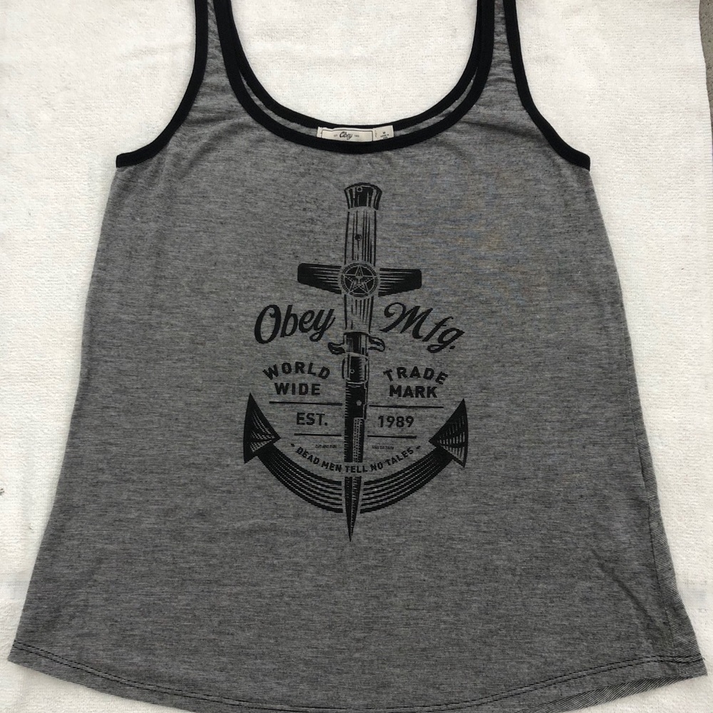 Obey Black & White Tank Top - Size Medium